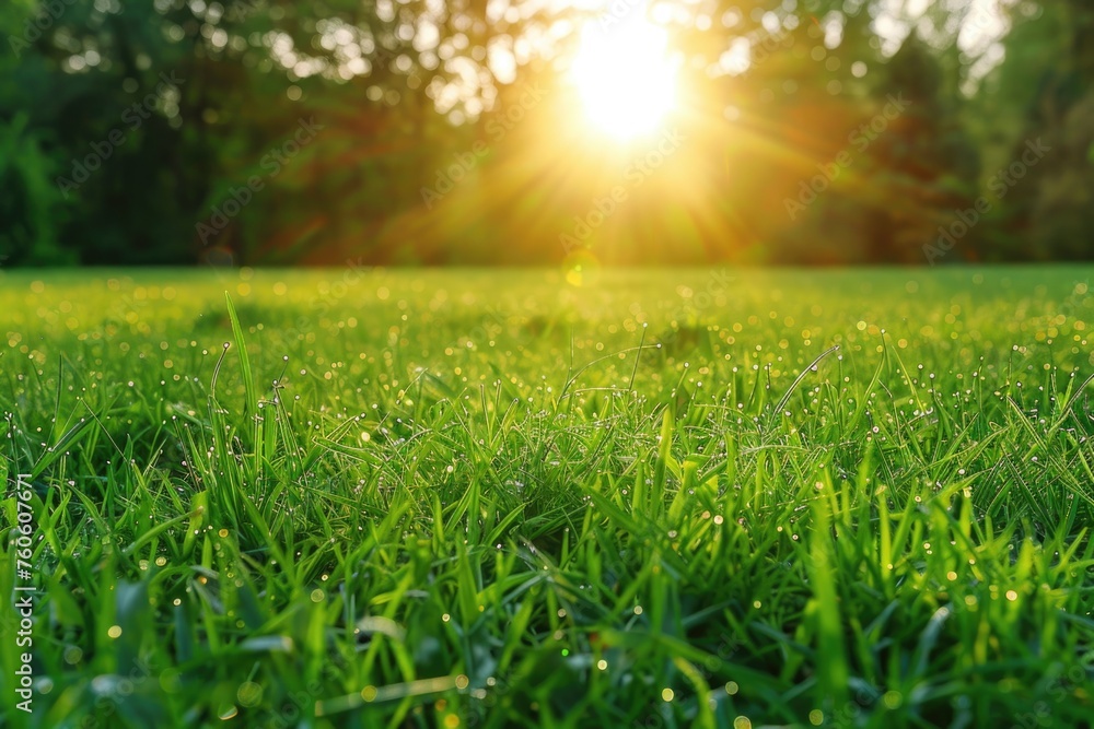 A peaceful field of grass with the sun shining in the background. Perfect for nature and landscape themes
