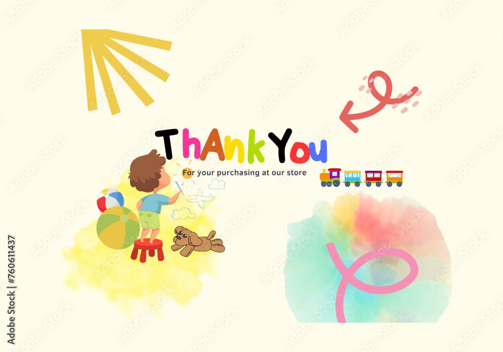 thank you card with the theme of children playing