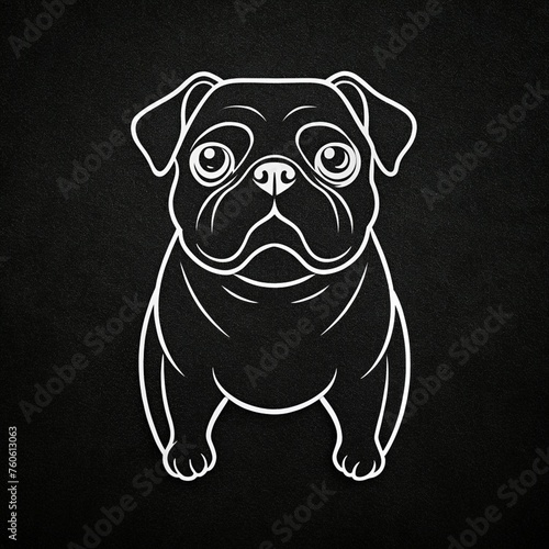 Black and white photorealistic dog portraits alongside a funny black cartoon canine