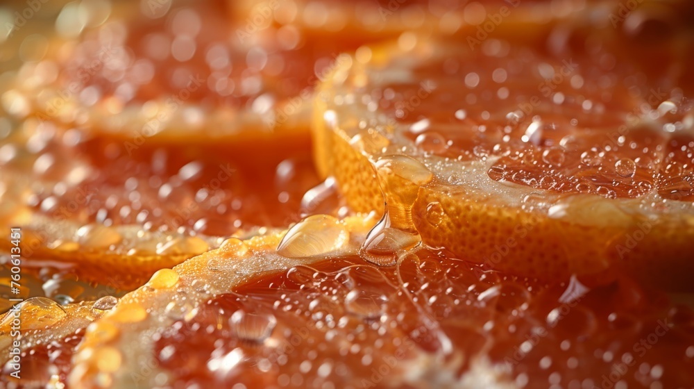 a close up of a bunch of oranges with drops of water on the top of the sliced oranges. a close up of a bunch of oranges with drops of water on the top of the sliced oranges.
