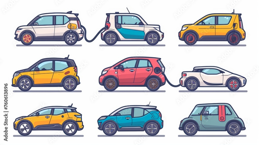 Modern illustration of electric vehicles in flat design style.