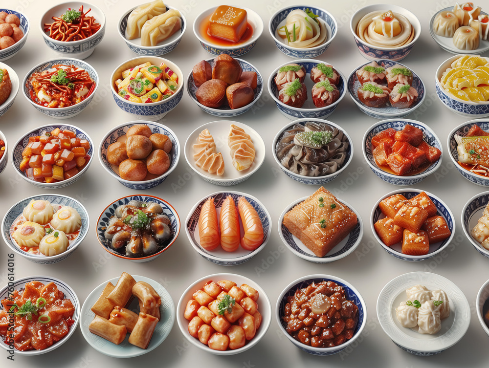 Korean food on isolated background,created with Generative AI tecnology.
