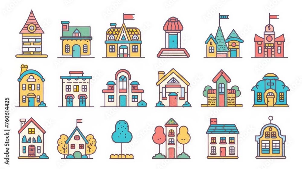 Buildings in the town modern illustration flat design Buildings in the town modern illustration flat design