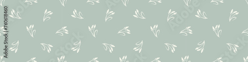 Modern botanical minimal wildflower vector border. Summer gender neutral pressed flower silhouette banner. Simple nature floral paper cut out ribbon for wedding, hedgerow decor repeat tile.