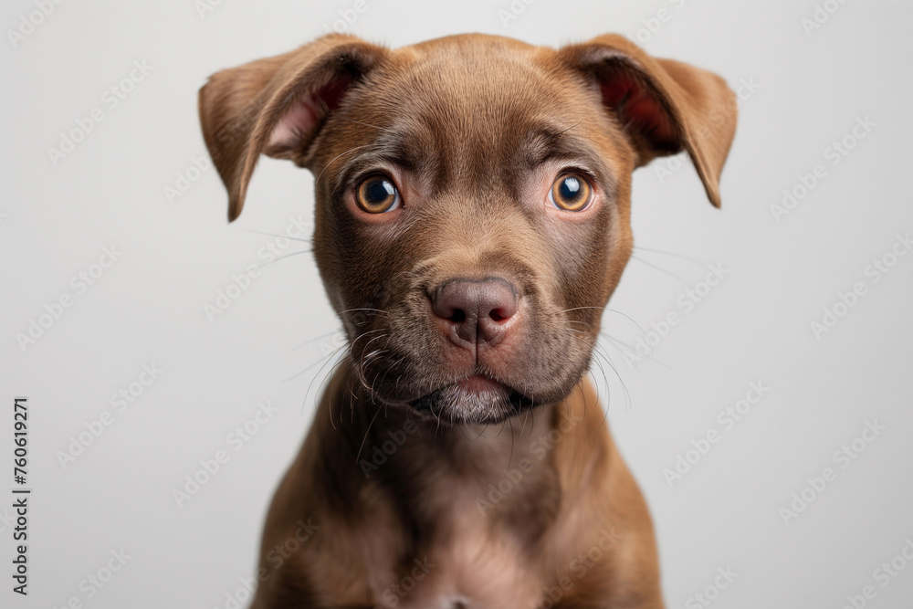 A cute puppy with big eyes and a round face