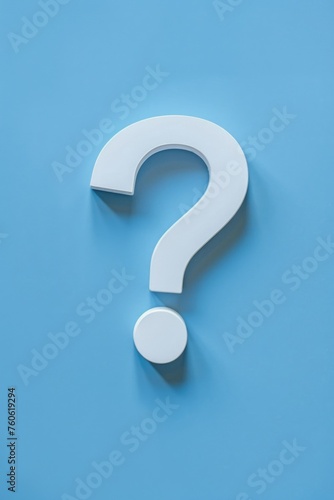 Simple white question mark on a blue background. Perfect for educational materials