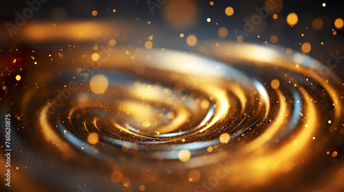 Abstract luxury swirling gold background with flying golden particles
