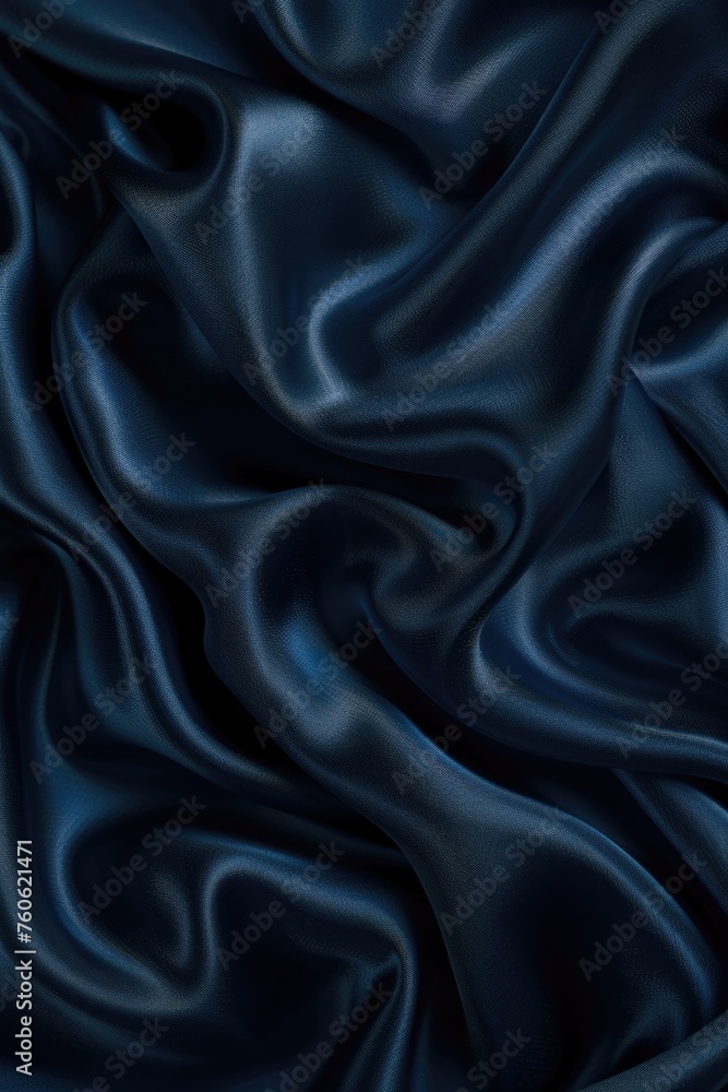 Close-up of a luxurious dark blue silk fabric. Perfect for fashion or interior design projects Close-up of a luxurious dark blue silk fabric. Perfect for fashion or interior design projects