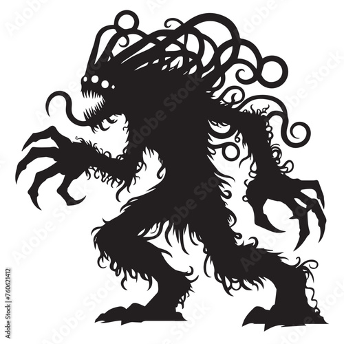 silhouettes of monster isolated on white background