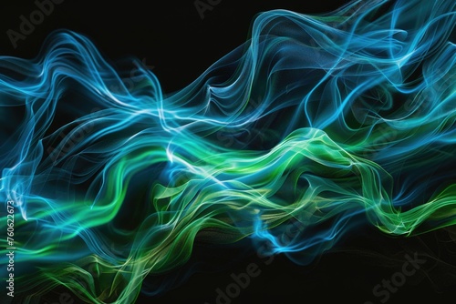 Colorful smoke swirls on a black background, ideal for creative designs
