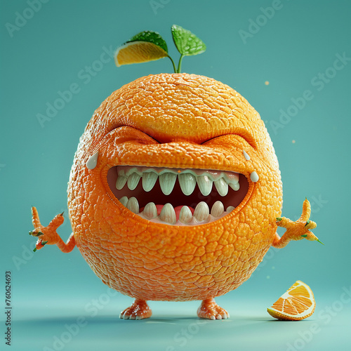 An orange-inspired 3D monster vibrant and citrusy