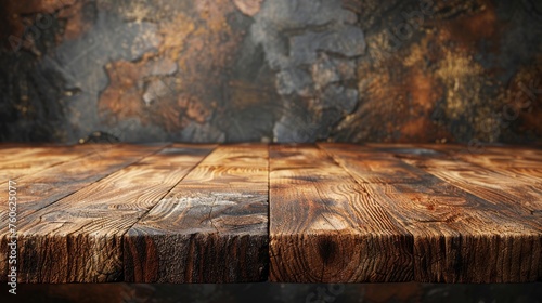 A realistic 3D modern rendering of a wooden table foreground, a realistic 3D version of a dining desk or plank texture on a transparent background.