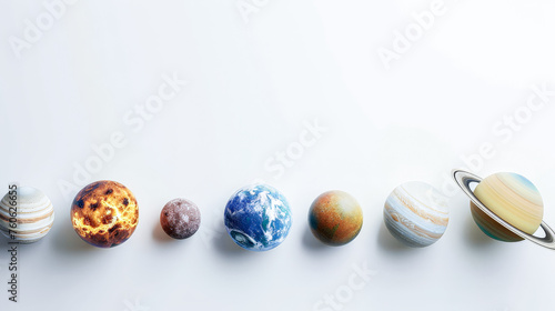 planets group on white background
