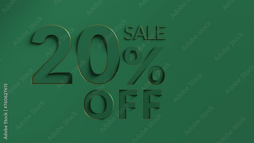 Green 20% off special offer on green background. Sale Up to 20 Percent Off, Sale Symbol, Special Offer background. Twenty percent animation for campaign, discount, clearance, marketing, promotion. Green 20% off special offer on green background. Sale Up to 20 Percent Off, Sale Symbol, Special Offer background. Twenty percent animation for campaign, discount, clearance, marketing, promotion.