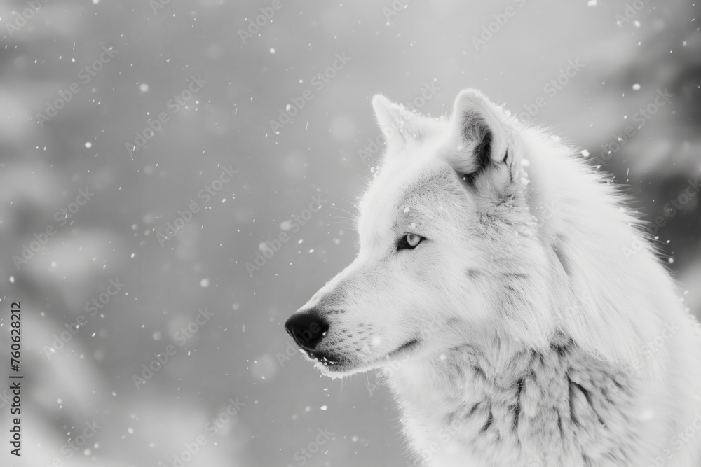 A white wolf in the snow