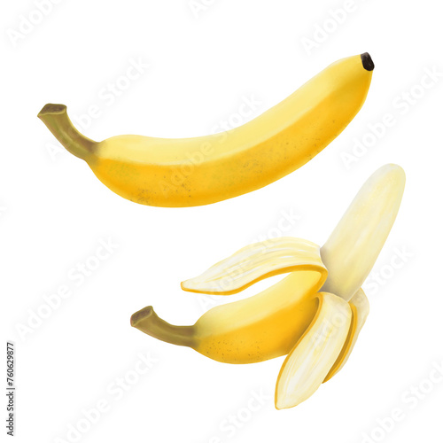 Isolated bunch of ripe bananas, fresh and healthy snack, yellow and tropical fruit, organic and sweet, perfect for a vegetarian diet_transparent background