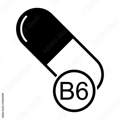 Vitamin B6 icon, healthy medicine pill supplement symbol, complex mineral vector illustration