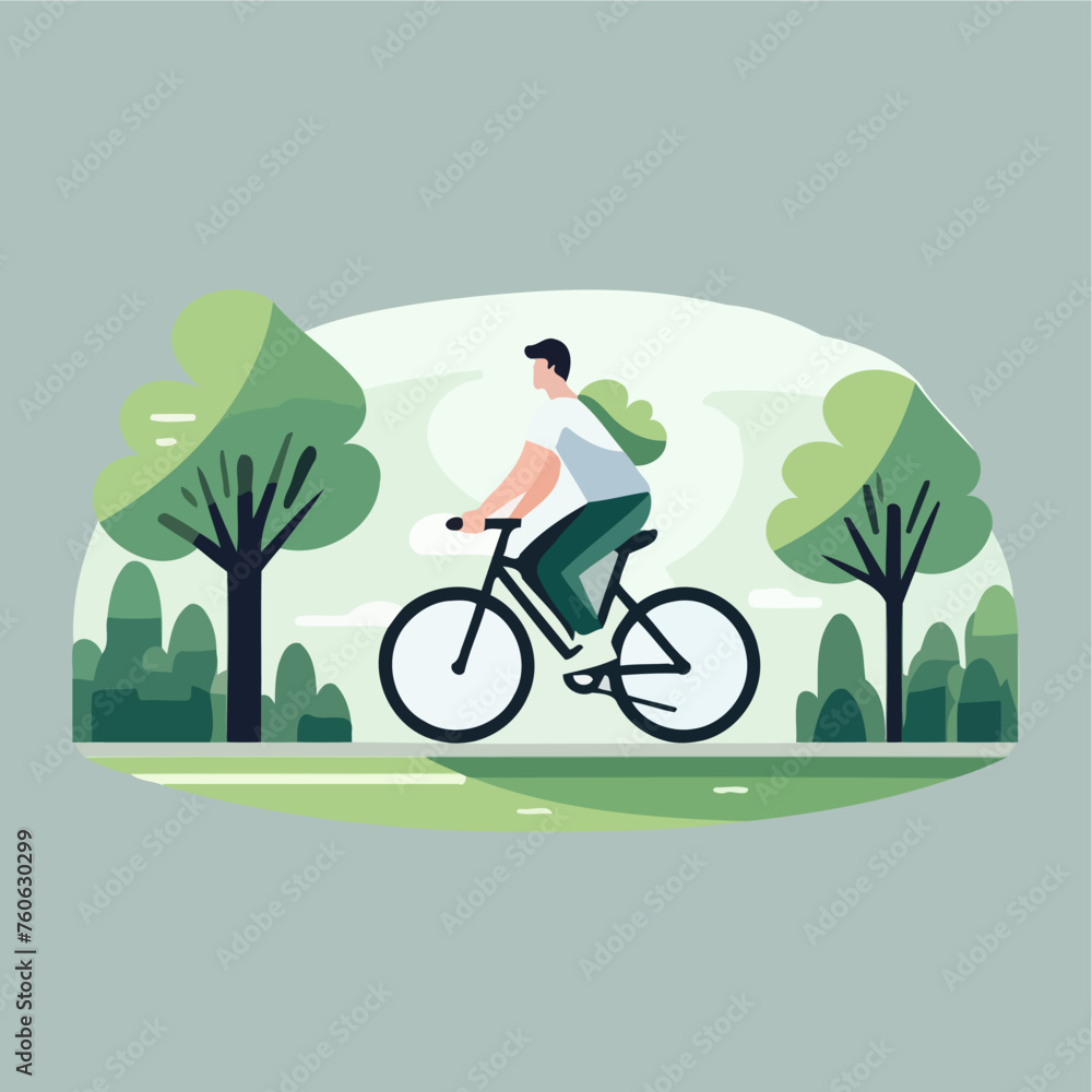 Fototapeta premium vector flat cycling in the pa...