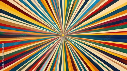  Abstract radial stripes in multicolored retro design. Bold graphic background for dynamic pattern and colorful concept. 