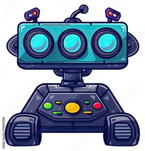 Robotics Console for Machine Control. Isolated on a Transparent Background. Cutout PNG.
