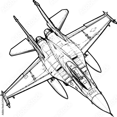 Fighter Plane for colring book