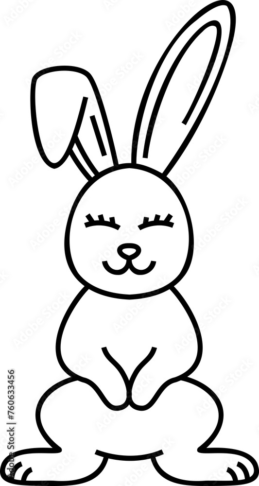 Easter bunny line art illustration with black thin line. Easter bunny line art illustration with black thin line.