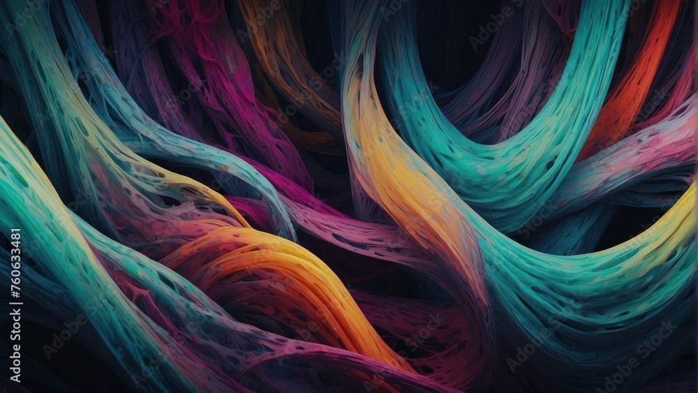 Organic Flow A panoramic wallpaper background featuring abstract, fluid lines reminiscent of natural forms and movements, creating a serene and harmonious atmosphere - obrazy, fototapety, plakaty 