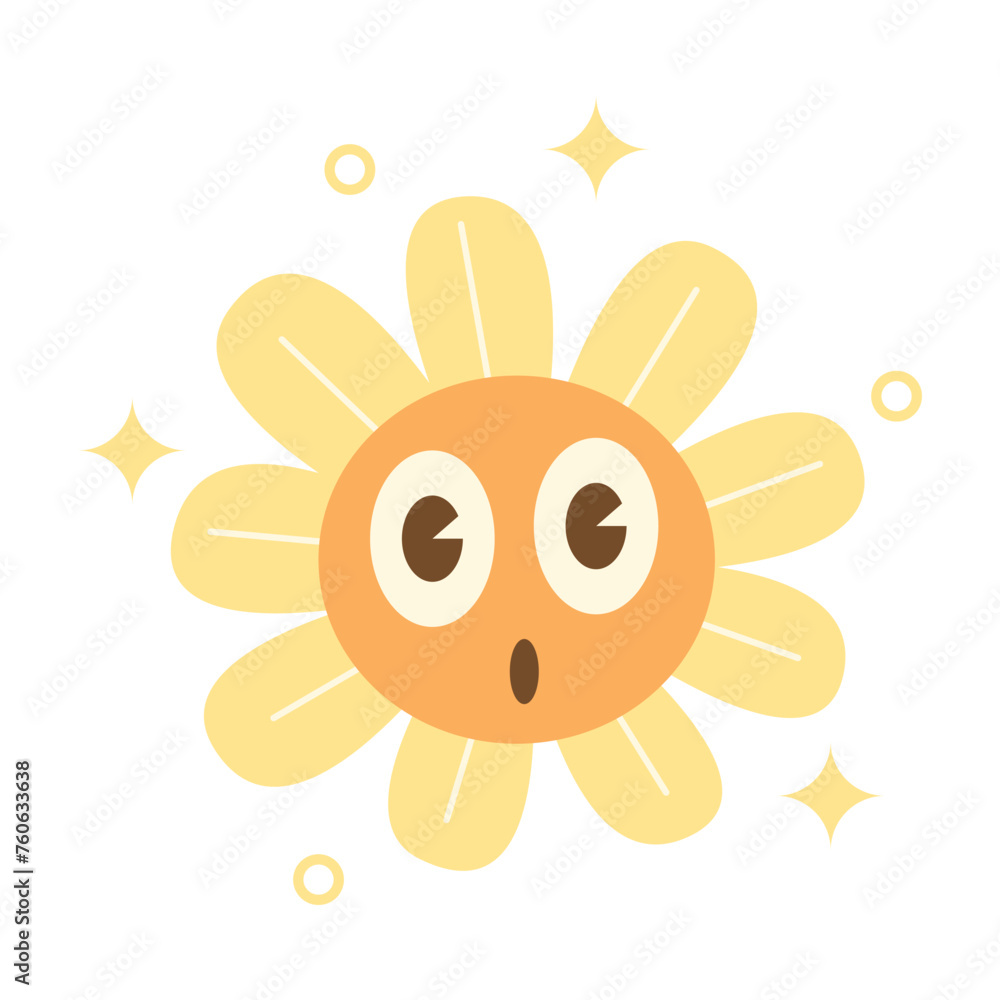 Cute Retro Groovy Flower Sticker