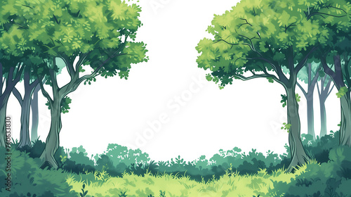 Drawing of a big green tree on a white background.