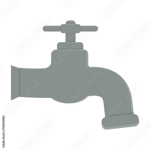 Water tap with falling drop. Isolated on white background. Classical old valve.