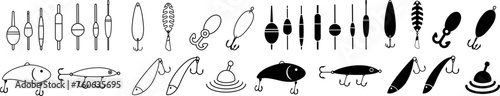 Fishing lure icon vector set. Fishing tackle illustration sign collection. Fishing symbol or logo.