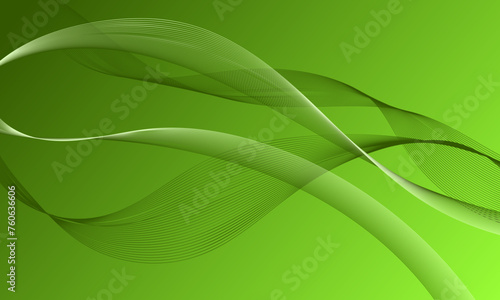 green smooth lines wave curves on soft gradient abstract background