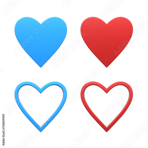 Heart Symbol Icons 3d render isolate on white background.