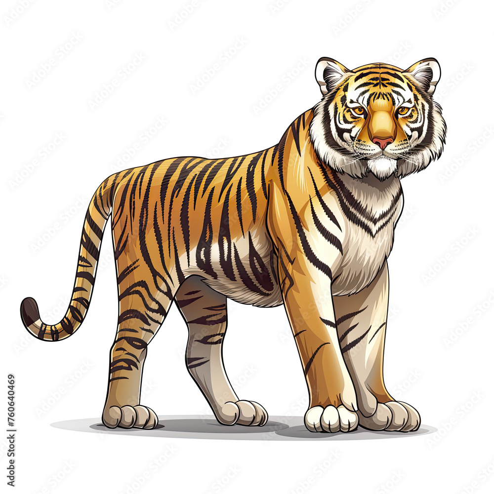 Fototapeta premium Tiger Standing, Isolated Transparent Background Images