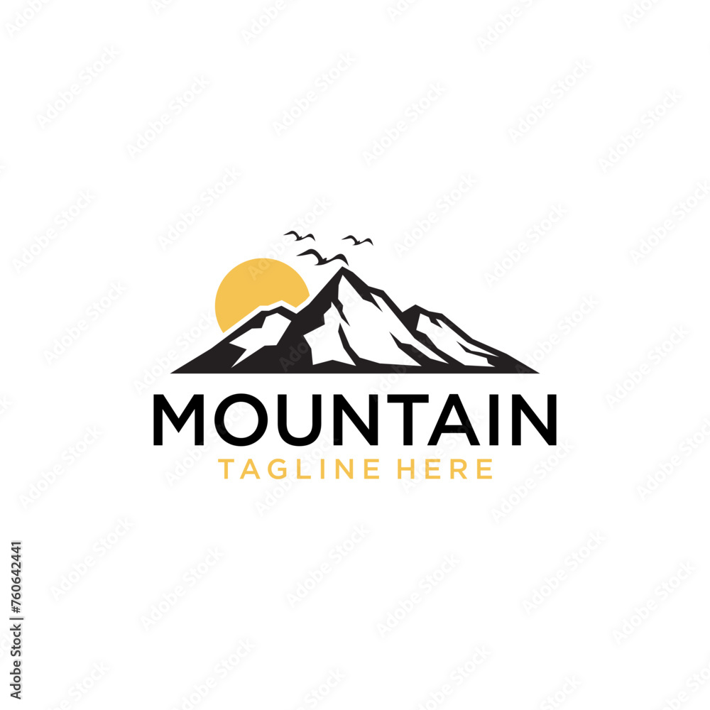 Sun moon and mountain Logo Design Vector Sun moon and mountain Logo Design Vector