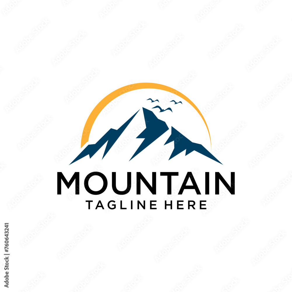 Sun moon and mountain Logo Design Vector Sun moon and mountain Logo Design Vector