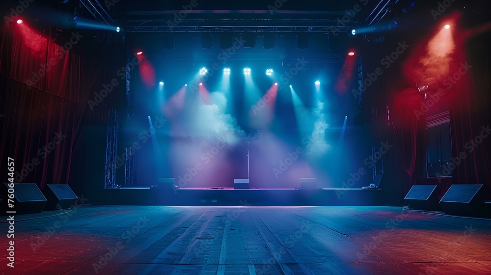 stage spotlight with curtains - obrazy, fototapety, plakaty 