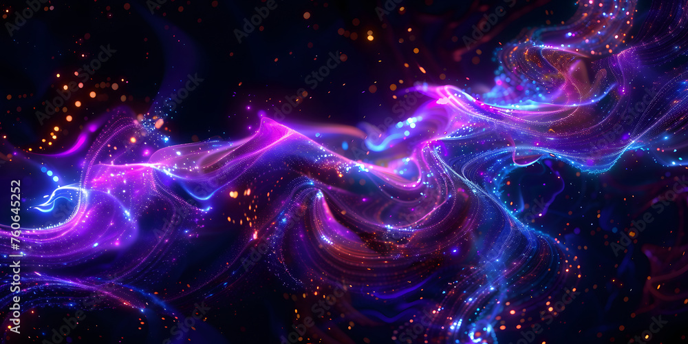 Fototapeta premium abstract multicolored space background with nebula and shining stars, colorful space with stardust and waves