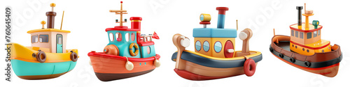 Toy Tugboat clipart collection, symbol, logos, icons isolated on transparent background photo