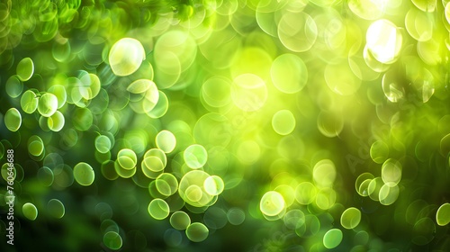 Green leaf with sparkling water drops, bathed in soft light and surrounded by nature's vibrant hues and patterns