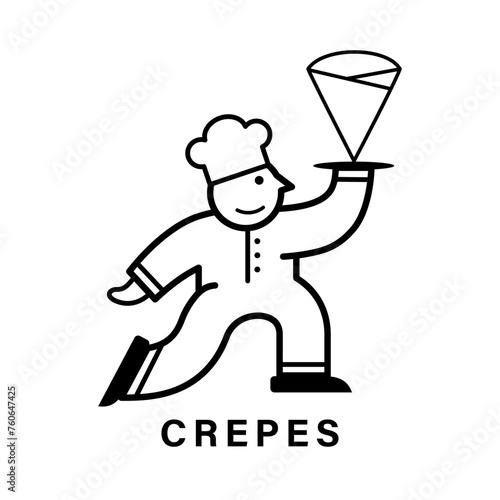 クレープ屋さんのロゴをイメージしたシェフのキャラクターが目を引くイラストレーションです。