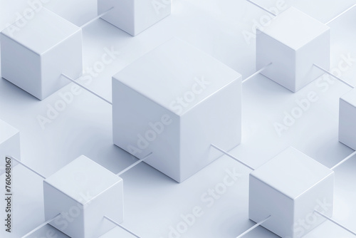 White 3D Cubes in Grid Pattern