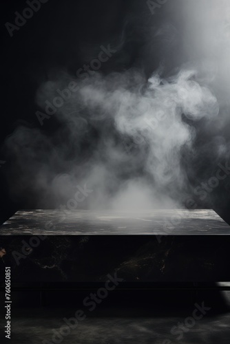 a large Blue marble coffee table in the background, in the style of smokey background, mysterious atmosphere
