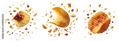 crispy potato chips isolated png photo