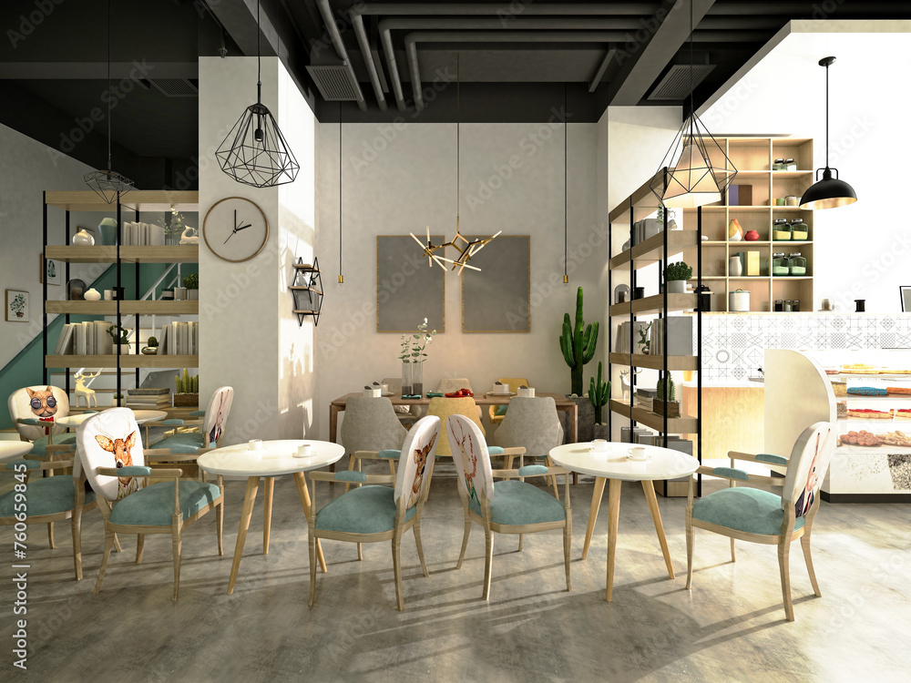 3d render of coffee shop bakery restaurant interior 3d render of coffee shop bakery restaurant interior
