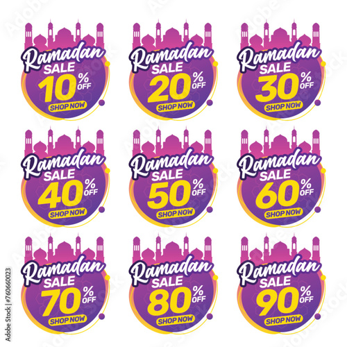 Set of Ramadan Kareem islamic discount banner template