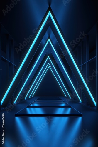 Azure neon tunnel entrance path design seamless tunnel lighting neon linear strip backgrounds 