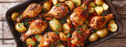 baked chicken legs and potatoes