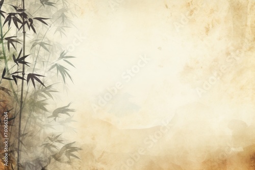 beige bamboo background with grungy text, in the style of contemporary frescoes