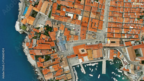 Aerial view of Dubrovnik city in Croatia